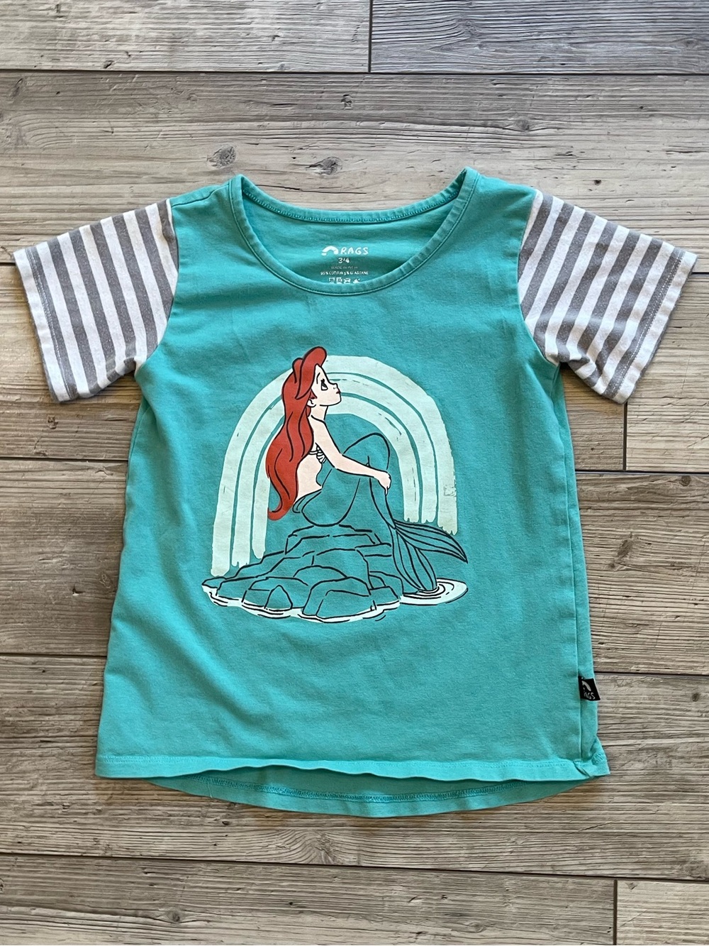 Rags | Disney Princess Ariel Little Mermaid T-Shirt | Size: 3/4